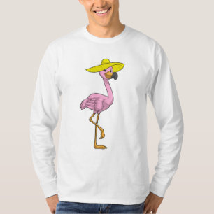 Flamingo op strand met Pet T-shirt