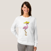 Flamingo op strand met Pet T-shirt (Voorkant volledig)