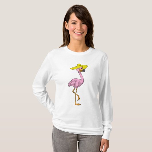 Flamingo op strand met Pet T-shirt (Voorkant volledig)