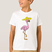 Flamingo op strand met Pet T-shirt (Voorkant)