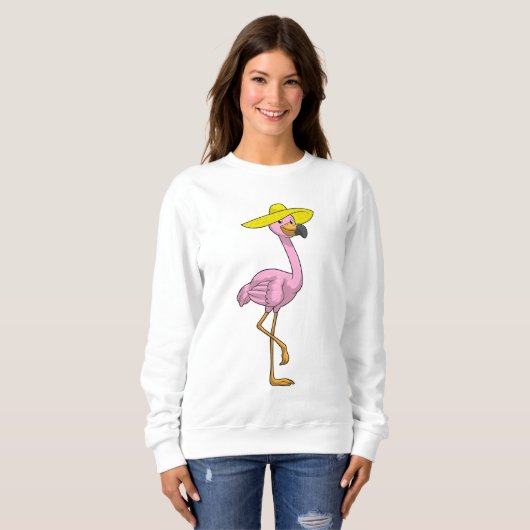 Flamingo op strand met Pet Trui (Voorkant volledig)