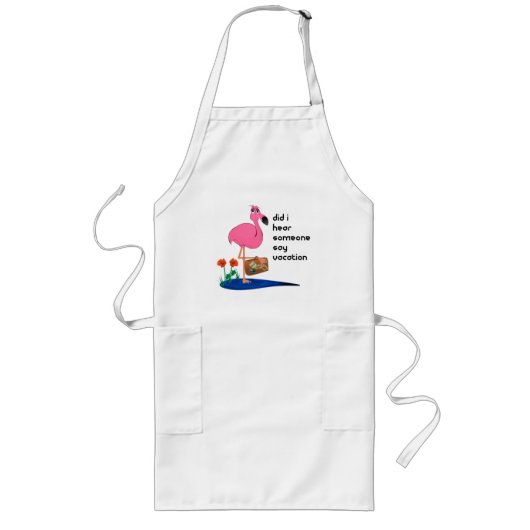 Flamingo op Vacation Apron Lang Schort (Voorkant)