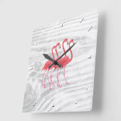 Flamingo op Wood Vierkante Klok (Hoek)