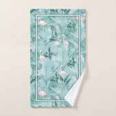 Flamingo Orchid Tropical Pattern Blauwgroen ID868  Bad Handdoek (Handdoek)