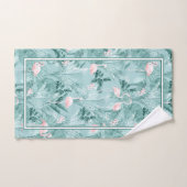 Flamingo Orchid Tropical Pattern Blauwgroen ID868  Bad Handdoek (Handdoek)