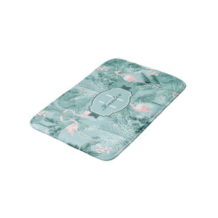 Flamingo Orchid Tropical Pattern Blauwgroen ID868 Badmat