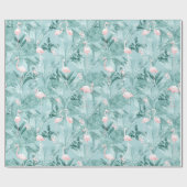 Flamingo Orchid Tropical Pattern Blauwgroen ID868 Cadeaupapier (Vlak)