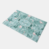 Flamingo Orchid Tropical Pattern Blauwgroen ID868 Deurmat (Schuin)
