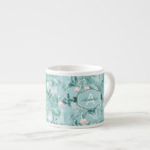 Flamingo Orchid Tropical Pattern Blauwgroen ID868 Espresso Kop (Voorkant rechts)