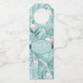 Flamingo Orchid Tropical Pattern Blauwgroen ID868 Flessenhanger (Voorkant)