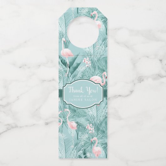 Flamingo Orchid Tropical Pattern Blauwgroen ID868 Flessenhanger (Voorkant)