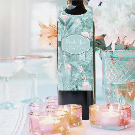 Flamingo Orchid Tropical Pattern Blauwgroen ID868 Flessenhanger