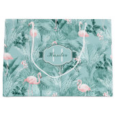 Flamingo Orchid Tropical Pattern Blauwgroen ID868 Groot Cadeauzakje (Voorkant)