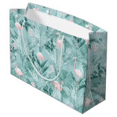 Flamingo Orchid Tropical Pattern Blauwgroen ID868 Groot Cadeauzakje (Achterkant Gekanteld)