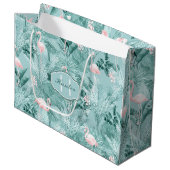 Flamingo Orchid Tropical Pattern Blauwgroen ID868 Groot Cadeauzakje (Voorkant Gekanteld)