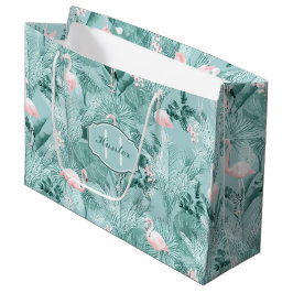 Flamingo Orchid Tropical Pattern Blauwgroen ID868 Groot Cadeauzakje