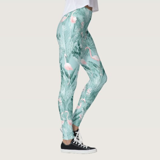 Flamingo Orchid Tropical Pattern Blauwgroen ID868 Leggings (Rechts)