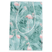 Flamingo Orchid Tropical Pattern Blauwgroen ID868 Medium Cadeauzakje (Achterkant)