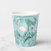 Flamingo Orchid Tropical Pattern Blauwgroen ID868 Papieren Bekers (Achterkant)