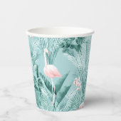Flamingo Orchid Tropical Pattern Blauwgroen ID868 Papieren Bekers (Voorkant)
