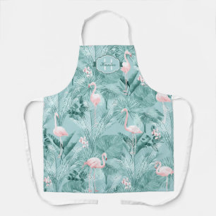 Flamingo Orchid Tropical Pattern Blauwgroen ID868 Schort