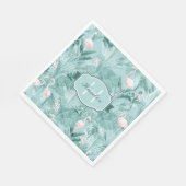 Flamingo Orchid Tropical Pattern Blauwgroen ID868 Servet (Hoek)