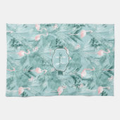 Flamingo Orchid Tropical Pattern Blauwgroen ID868 Theedoek (Horizontaal)