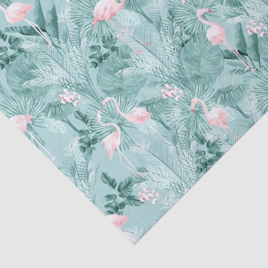 Flamingo Orchid Tropical Pattern Blauwgroen ID868 Tissuepapier (Detail)