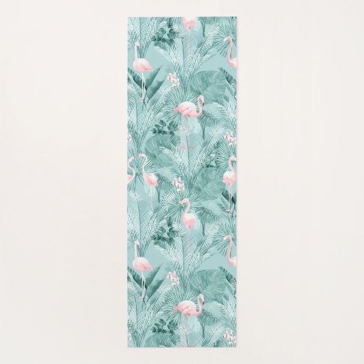 Flamingo Orchid Tropical Pattern Blauwgroen ID868 Yogamat (Achterkant)