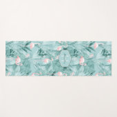 Flamingo Orchid Tropical Pattern Blauwgroen ID868 Yogamat (Voorkant (horizontaal))