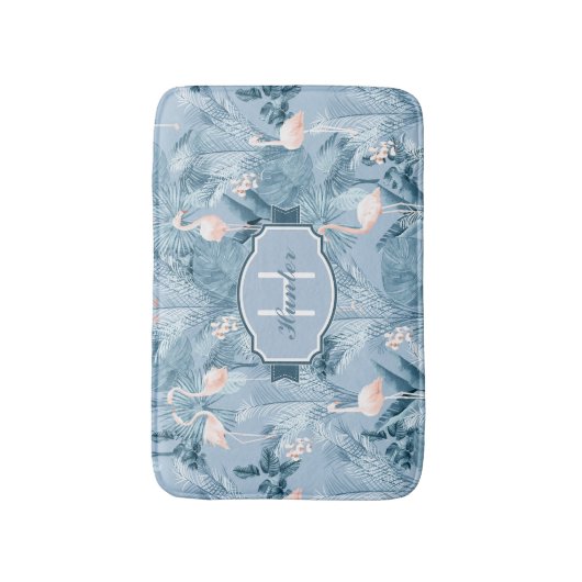 Flamingo Orchid Tropical Pattern Blue ID868 Badmat (Voorkant Verticaal)