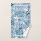 Flamingo Orchid Tropical Pattern Blue ID868 Bath T Bad Handdoek (Handdoek)