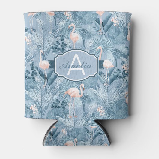 Flamingo Orchid Tropical Pattern Blue ID868 Blikjeskoeler (Voorkant)