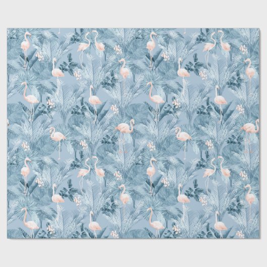 Flamingo Orchid Tropical Pattern Blue ID868 Cadeaupapier (Vlak)