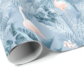 Flamingo Orchid Tropical Pattern Blue ID868 Cadeaupapier (Rol Hoek)