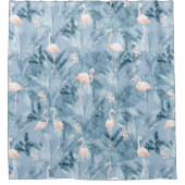 Flamingo Orchid Tropical Pattern Blue ID868 Douchegordijn (Voorkant)