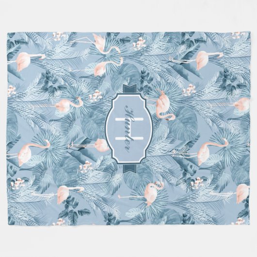 Flamingo Orchid Tropical Pattern Blue ID868 Fleece Deken (Voorkant (Horizontaal))