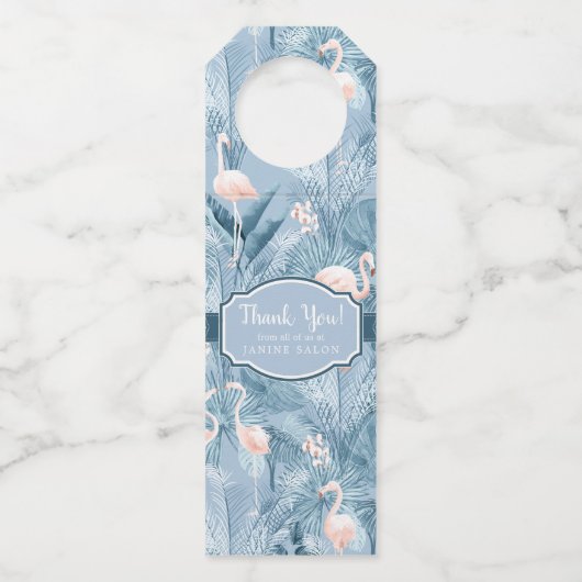 Flamingo Orchid Tropical Pattern Blue ID868 Flessenhanger (Voorkant)