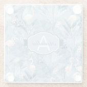 Flamingo Orchid Tropical Pattern Blue ID868 Glazen Onderzetter (Achterkant)