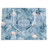 Flamingo Orchid Tropical Pattern Blue ID868 Groot Cadeauzakje (Voorkant)