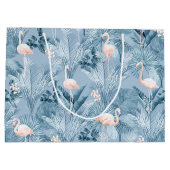 Flamingo Orchid Tropical Pattern Blue ID868 Groot Cadeauzakje (Achterkant)
