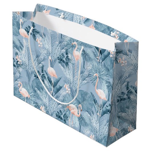 Flamingo Orchid Tropical Pattern Blue ID868 Groot Cadeauzakje (Achterkant Gekanteld)