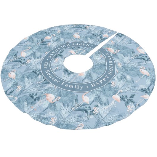 Flamingo Orchid Tropical Pattern Blue ID868 Kerstboom Rok (Gekanteld)