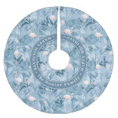 Flamingo Orchid Tropical Pattern Blue ID868 Kerstboom Rok (Voorkant)