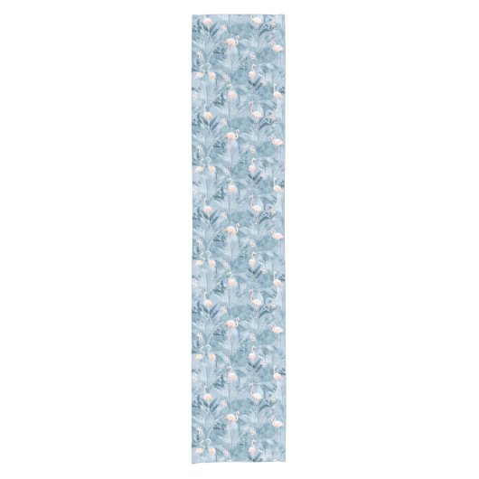 Flamingo Orchid Tropical Pattern Blue ID868 Korte Tafelloper (Voorkant)