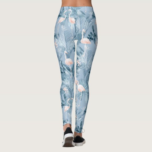 Flamingo Orchid Tropical Pattern Blue ID868 Leggings (Achterkant)