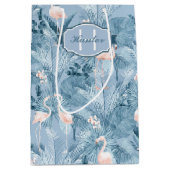 Flamingo Orchid Tropical Pattern Blue ID868 Medium Cadeauzakje (Voorkant)