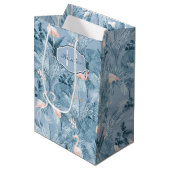 Flamingo Orchid Tropical Pattern Blue ID868 Medium Cadeauzakje (Voorkant Gekanteld)