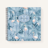 Flamingo Orchid Tropical Pattern Blue ID868 Notitieboek (Voorkant)