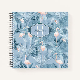 Flamingo Orchid Tropical Pattern Blue ID868 Notitieboek